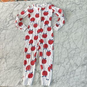 Mini Boden White and Red Apple Print Kids Dress